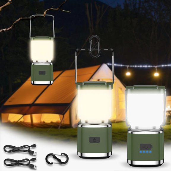 Camping Lantern 2 Pack Lanterns for Power Outages, LED Camping Lights for Tent , Camp Light Tent Lamp with 20 Hours Runtime, Stepless Dimming, Camping Lamp for Hurricane (4 inch)