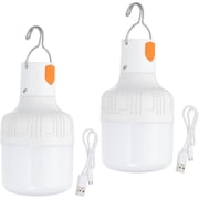 Camping Lantern, 2 Pack Rechargeable LED Tent Lamp Lights Bulb Portable Hanging 3 Lighting Modes 90W with Clip Hook for Camping, Hiking, Fishing, White