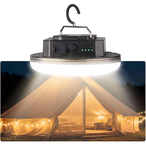 Camping Lantern, -C 5000LM 20H Runtime, 4 Modes with SOS, IPX5 , Base & Foldable Hook for Outdoor, Tent, & Hurricane