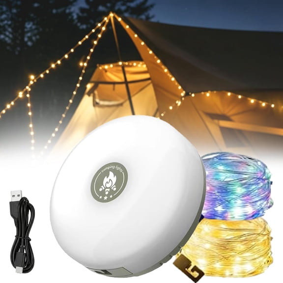 Camping Lantern Collapsible Tent Light Portable Fairy String Lamp for Camping RV Patio Hiking OutdoorMixed