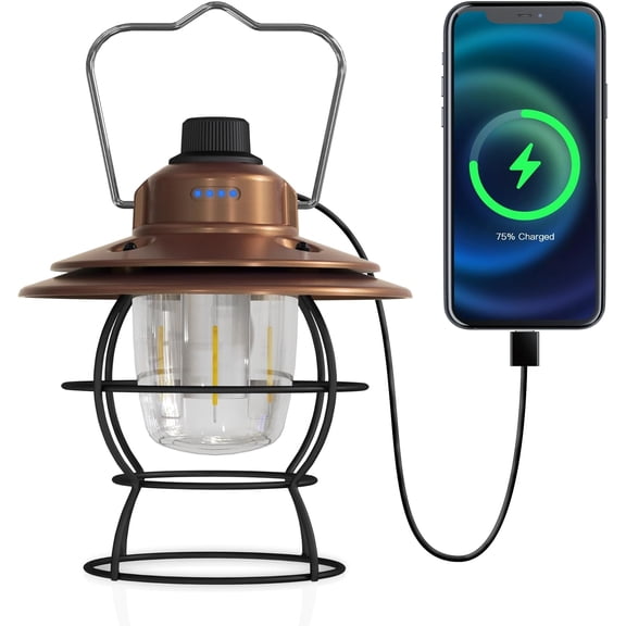 Camping Lantern  Dimmable, Portable  Outdoor Lantern 2700-6500K ,  Retro Lamp Indoor Outdoor for Garden, Hiking, , Copper