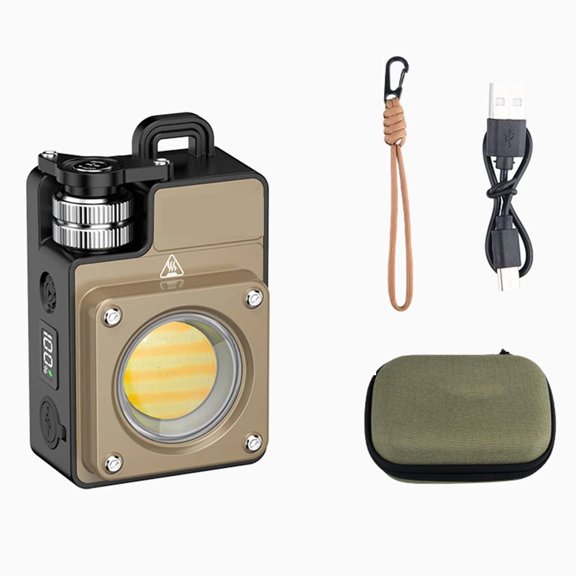 Camping Lantern LED Flashlight Portable Rechargeable Light with 3500 Lumens Adjustable Modes Waterproof for Outdoor Activities Emergency Khaki