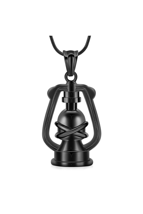 Camping Lantern Urn Pendant Charm for Men Women Stainless Steel Cremation Jewelry Keepsake Memorial Pendant for Camping Lover
