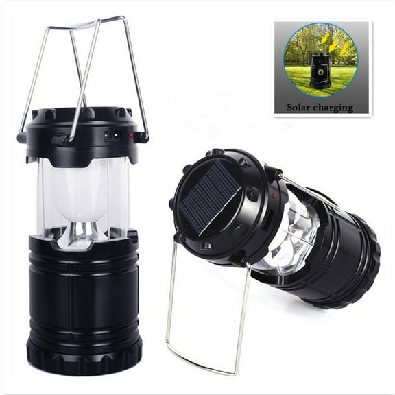 Collapsible Portable LED Camping Lantern Lightweight Waterproof Solar USB Rechargeable LED Flashlight Survival Kits 2-Pack