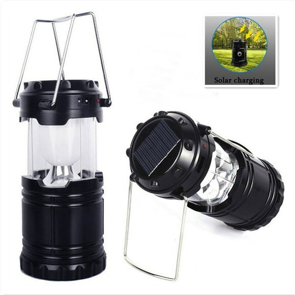 Camping Lanterns Battery Powered, LED Lantern Flashlights w/USB/DC Charging, Collapsible Rechargeable Solar Lamp 2-pack