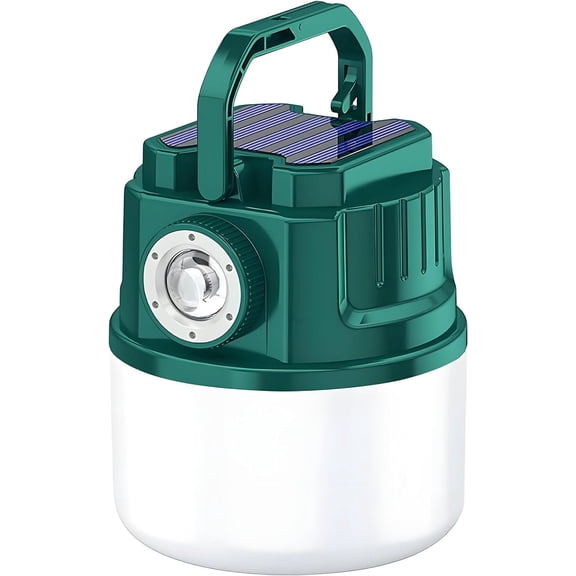 Camping Lanterns Solar Power Portable Rechargeable Lights USB Portable Light Flashlight for Emergency,Hurricane, Outdoor,Power Outage, Hiking (Green)