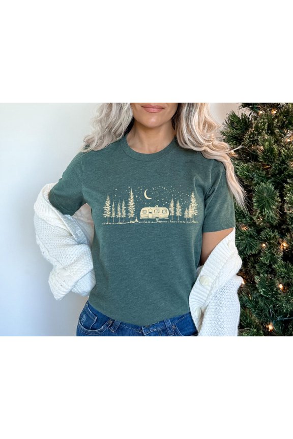 Camping Life T-Shirt, Retro Camper Under Stars Shirt, Nature Adventure T-Shirt, Outdoor Wilderness Shirt, Camp Tee, Trend Shirt All Size S-5XL