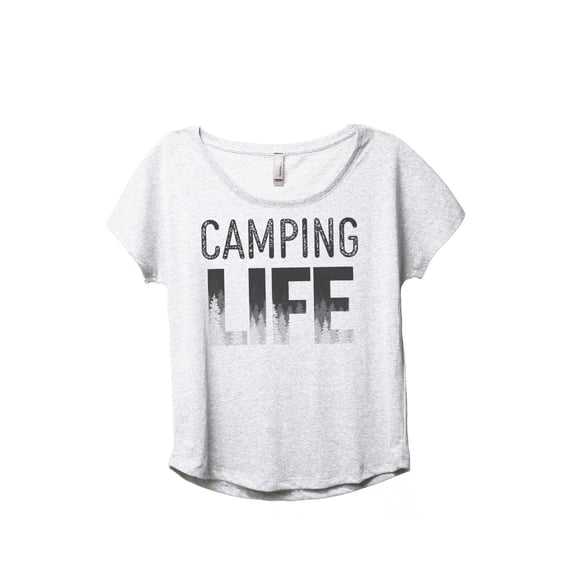 Camping Life Women's Fashion Slouchy Dolman T-Shirt Tee Heather White 3X-Large