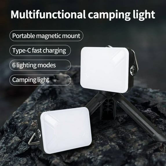 Camping Light COB Rechargeable | Strong Bright Portable LED | Magnetic Base USB Solar Power Emergency Outdoor Waterproof