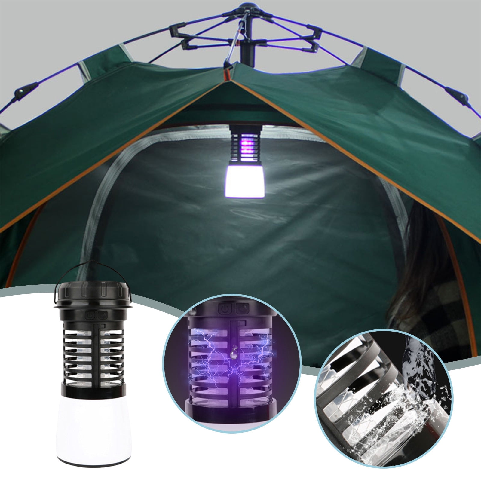 Camping Light Outdoor Solar Mosquitofly Lamp Courtyard Garden Outdoor Mosquitofly Killing Household Antimosquito Lamp Electric Shock Purple Light