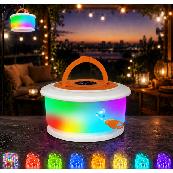 TOHETO 3-in-1 Camping String Lights, with 19 Modes (Music Sync & RGB), Retractable 32.8ft 2200mAh Rechargeable IPX4 Waterproof Outdoor Lantern, Hanging Light for Tent, Yard, Hiking, Party