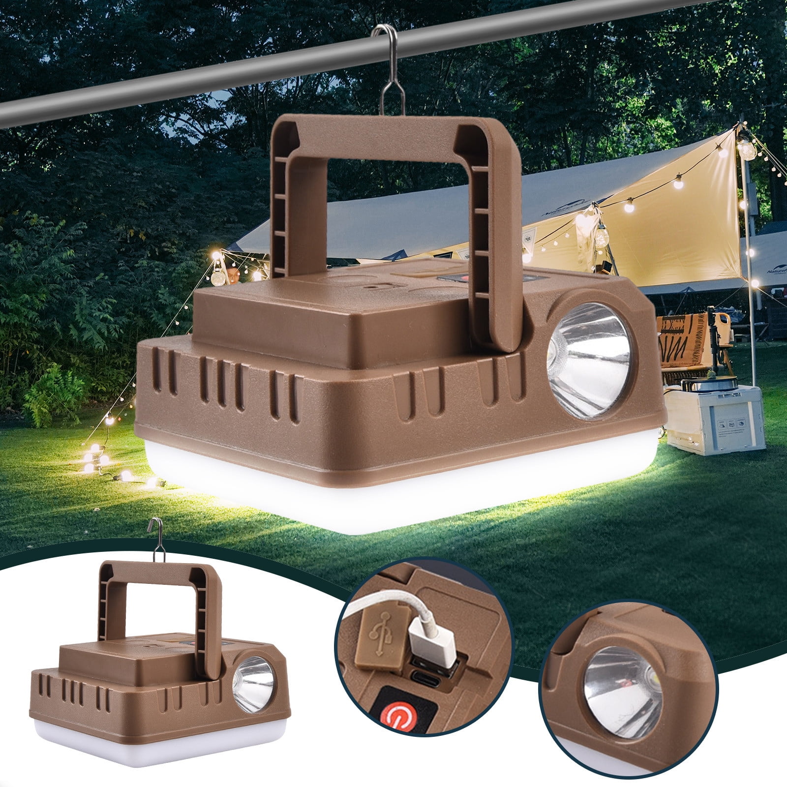 Camping Light Tent Light USB Rechargeable LED High Range Hanging Lights For Camping Small Lantern Emergency Flashlights Lampara Recargable