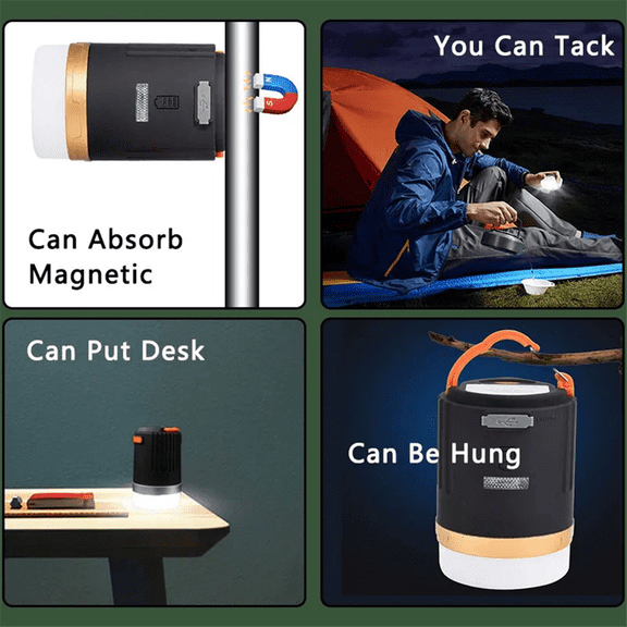 Camping Light Waterproof Tent Lamp Portable LED Night Remote Control Rechargeable Outdoor Lantern Working