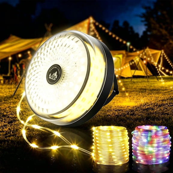 Elice Camping Lantern, 3-in-1Portable Camping String Lights with 13 Lighting Modes, 32.8ft Waterproof 4000mAh Battery Rechargeable Camping Lights for Tent Garden Party Decor