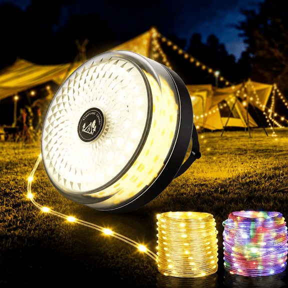 ELICE Camping String Lights, 4-in-1 RGB Camping String Lights, 32.8 FT Waterproof Quick Storage, Portable LED Lamp for Outdoor, Camping, Hiking, Yard, Halloween, Christmas