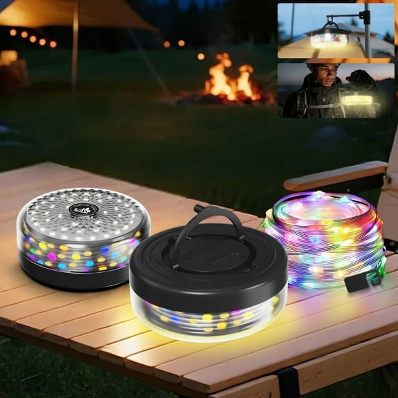 Elice Retractable Camping Lantern & String Lights [all-in-1] - 32.8ft Portable, Waterproof, 4000mah Rechargeable Battery Lights for Tent, Halloween, Garden, Party Decor