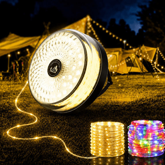 ELICE Camping String Lights, 4-in-1 RGB Camping String Lights, 32.8 FT Waterproof Quick Storage, Portable LED Lamp for Outdoor, Camping, Hiking, Yard, Halloween, Christmas