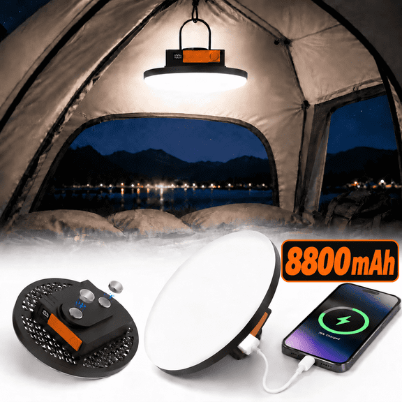 8800mAh LED Camping Lantern Rechargeable, 6000LM Portable Tent Light with Magnetic Base & Hook, Power Bank Function, IPX5 Waterproof, Emergency Flood Light for Hurricane, Power Outages Car Repair