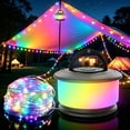thumbnail image 1 of KOBAIBAN 3-in-1 Camping Lights, 32.8FT Rechargeable Camping String Lights with 19 Lighting Modes, IPX4 Waterproof LED Tent Lights for Camping Yard Patio, Black, 1 of 16