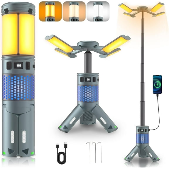 Camping Lights,  Telescopic Camping Lights with Stand,12,000mAh Camping Lanterns & Lights with ,  Base, Portable Flashlights for Camping, Hiking,