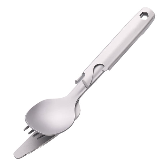 Camping Lixada 4-in-1 Titanium Flatware Cutlery Set Lightweight Dinner Spoon Fork Cutter With Multifunctional Storage Holder Bottle Opener For Camping Hiking Backpacking Picnic
