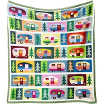 Camping Lovers Gifts Throw Blanket,Colorful Happy Campers RV Campsite Travel Hiking Decor,Fathers Mothers Day Christmas Birthday Gift for Women,Flannel Fleece Soft Warm Cozy Throw 60” x 50”