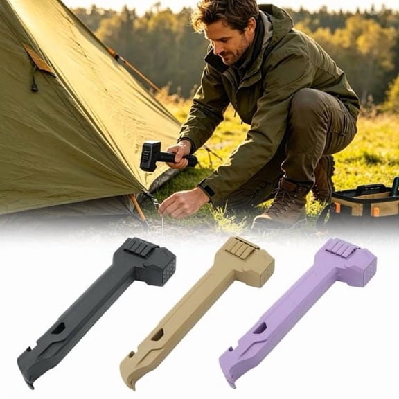 Camping Mallet Stake Puller, Multipurpose Tent Tool with Nail Puller, for Outdoor Camping Setup and Takedown, Topliu