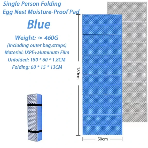 Camping Mat Portable Sleeping Pad Picnic Foam Bed Mattress Travel Trekking Equipment Blanket Waterproof Moistureproof (Blue)