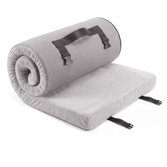 Camping Mattress Pad, 3 Inch Memory Foam Camping Mattress with Non-Slip Bottom & Washable Cover, Portable Roll Up Mattress Pad Mat, Camping Sleeping Pad for Travel Truck Guest Bed