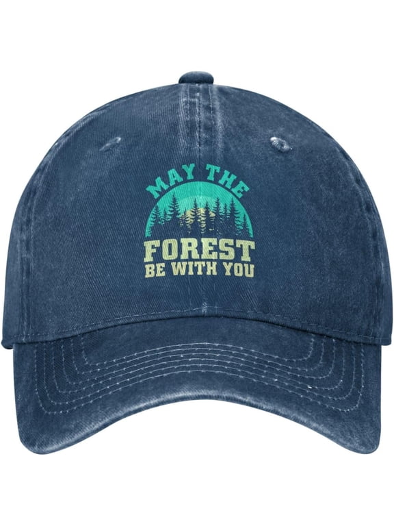 Camping May The Forest Be with You Hat Cotton Washed Denim Baseball Caps for Men Women