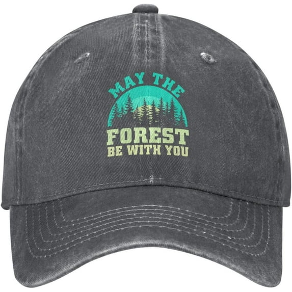 Camping May The Forest Be with You Hat Cotton Washed Denim Baseball Caps for Men Women