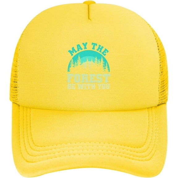Camping May The Forest Be with You Mesh Hats Foam Trucker Hat Snapback Adjustable Size