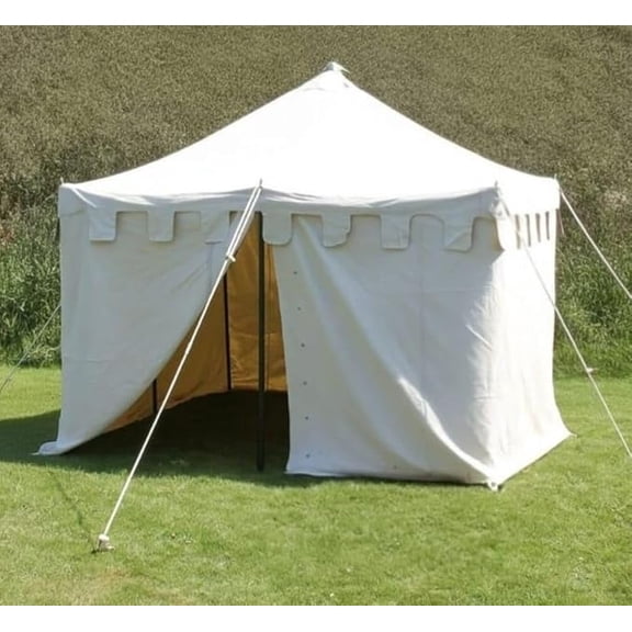 Camping Medieval Square 3x3 Meter Natural White Water Proof Camping Tent for Events Reenactment & Hiking