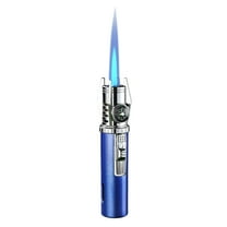 Camping Mini Torch Lighter Small Refillable Lighters Pocket Tactical Windproof Jet Flame with Visual Window for Hiking Survival Home Party BBQ (Blue)