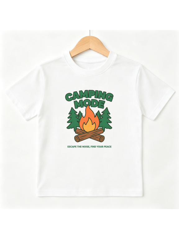 Camping Mode Forest Campfire Boys Graphic Tee Mountain Outdoor Nature Casual Kid Wear 100% Cotton Kids Short Sleeve T-Shirt
