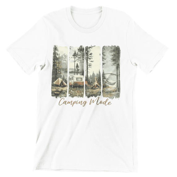 Camping Mode Graphic T-Shirt – Unisex Vintage Outdoor Tee, Camper Tent ...