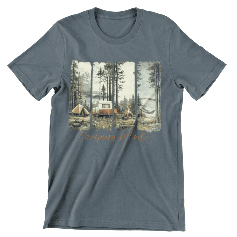 Camping Mode Graphic T-Shirt – Unisex Vintage Outdoor Tee, Camper Tent ...