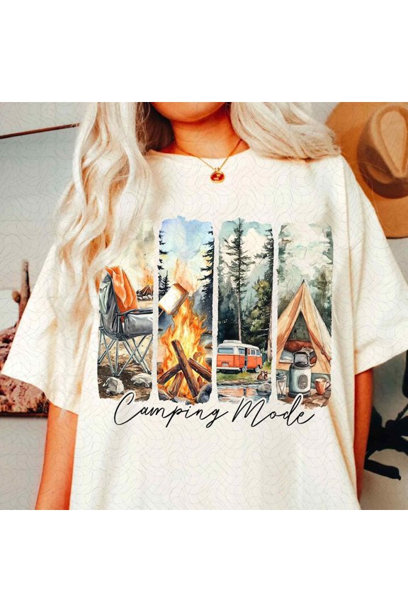 Camping Mode T-Shirt, Retro Summer Camping Shirt, Family Adventure Shirt, Vintage Camping Shirt Design