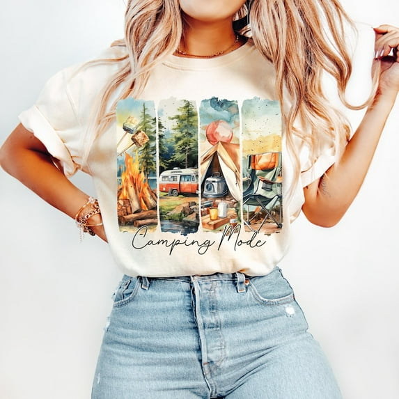 Camping Mode T-shirt, Retro Summer Shirt, Family Adventure, Camping Shirt Design, Vintage Camping Tee TH210513