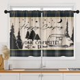 thumbnail image 1 of Camping Motivational Plaid Kitchen Curtains, Brown Herringbone Autumn Short Window Curtains Set of 2, Window Treatment Tier Curtains for Kitchen Over Sink Dining Room Decor (26x36 Inch), 1 of 6