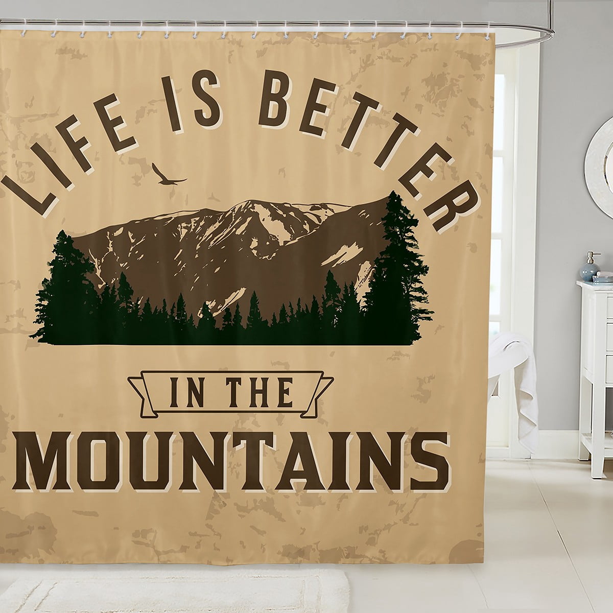 Camping Mountain Bathroom Shower Curtain Sets, Camper Accessories ...