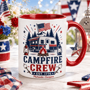 Camping Mug with Patriotic Campfire Crew Design, Camper Gift