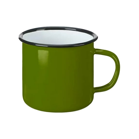 Camping Mug,Vintage Enamel Camping Mug with Non-Slip Handle,Portable Heat Resistant Coffee Tea Cup,Outdoor Drinking Cups for Picnic Travel, Rust-Proof Enamelware, Dishwasher Safe(Green,3.1x3.1x3.1")