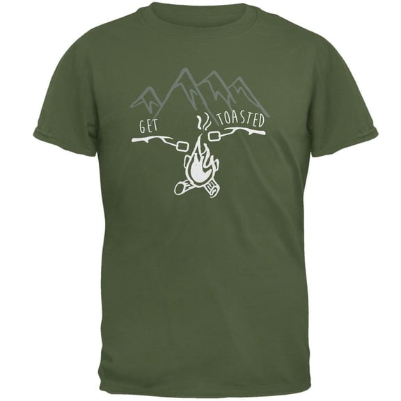 Camping Nature Get Toasted Smores Mens T Shirt Military Green LG