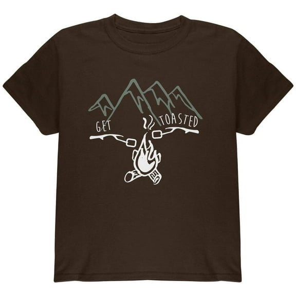 Camping Nature Get Toasted Smores Youth T Shirt Dark Chocolate YLG