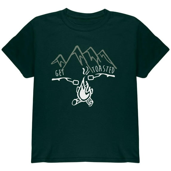Camping Nature Get Toasted Smores Youth T Shirt Forest Green YSM