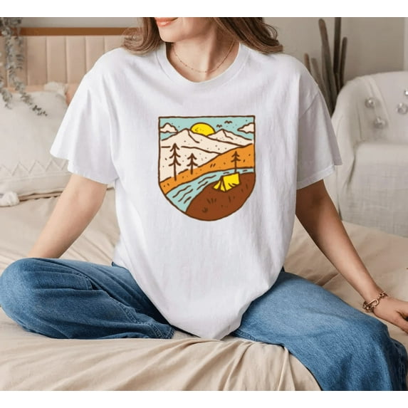 Camping Nature Hiking Outdoor Adventure Lifestyle Artwork Unisex T-Shirt, up to size 5XL