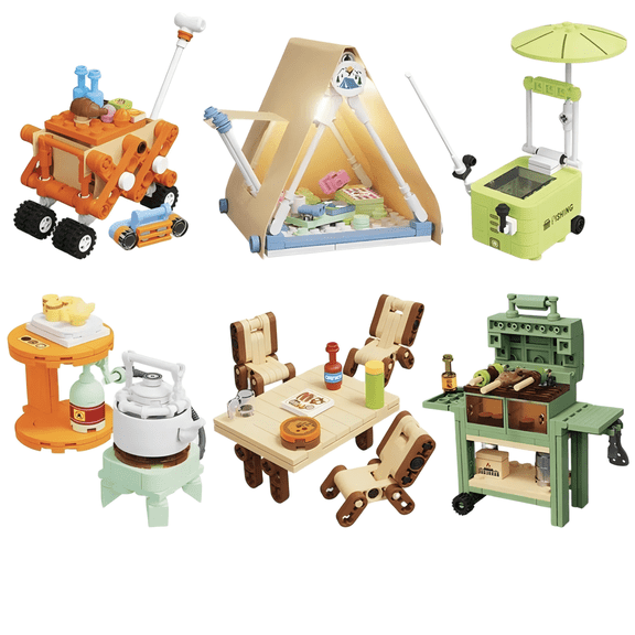 Camping & Outdoor Picnic Building Blocks Set, Mini Campsite Models for Display, Creative Birthday Gift, Home Office Table Centerpiece
