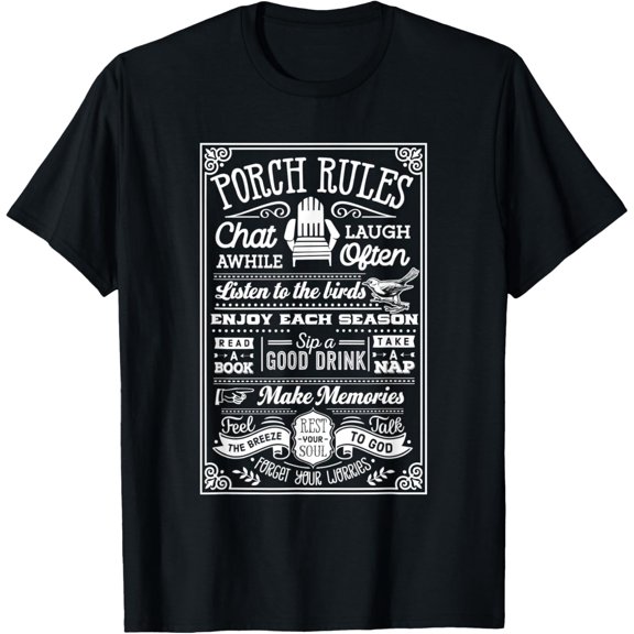 Camping, Outdoors Porch Rules Party Apparel T Shirt