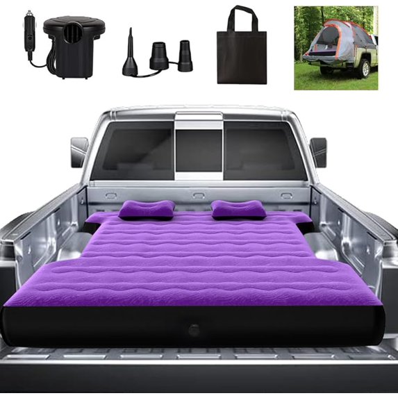 Camping Pickup Truck Bed Air Mattress Thicken Sleeping Pad for 5.5-5.8Ft Full-Size Short Truck Beds Outdoor Camping Car Travel(Grey)